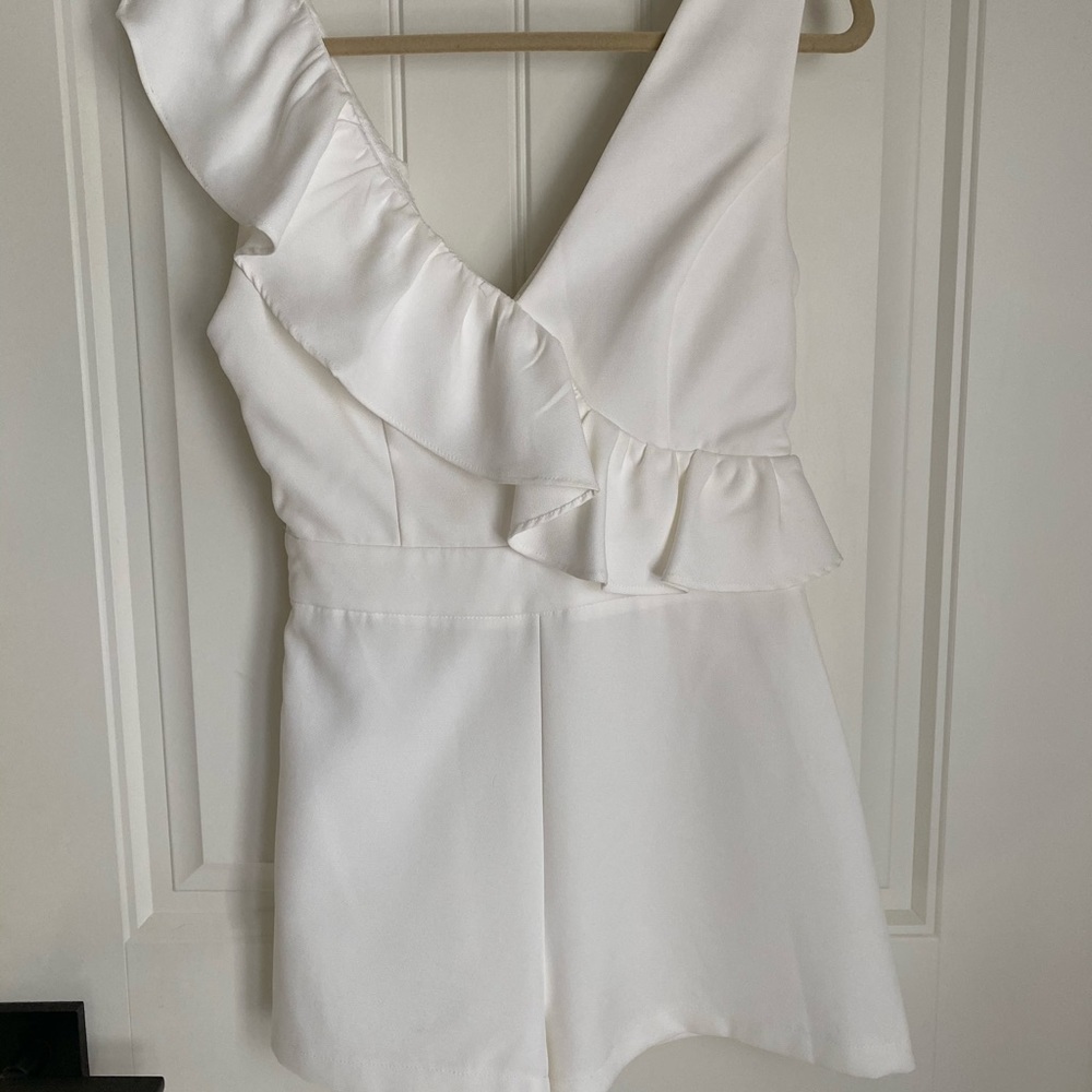 White Ruffle Romper